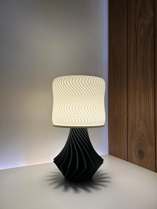 🖤 Lampe Abat-Jour Design Noir & Blanc – 30 cm